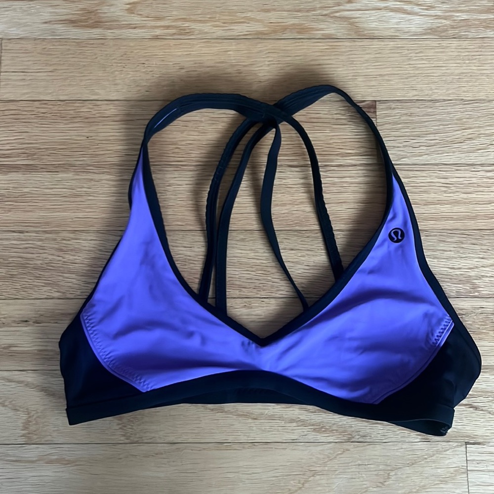 Lululemon purple, athletic strappy sports bra like Nike outdoor voices